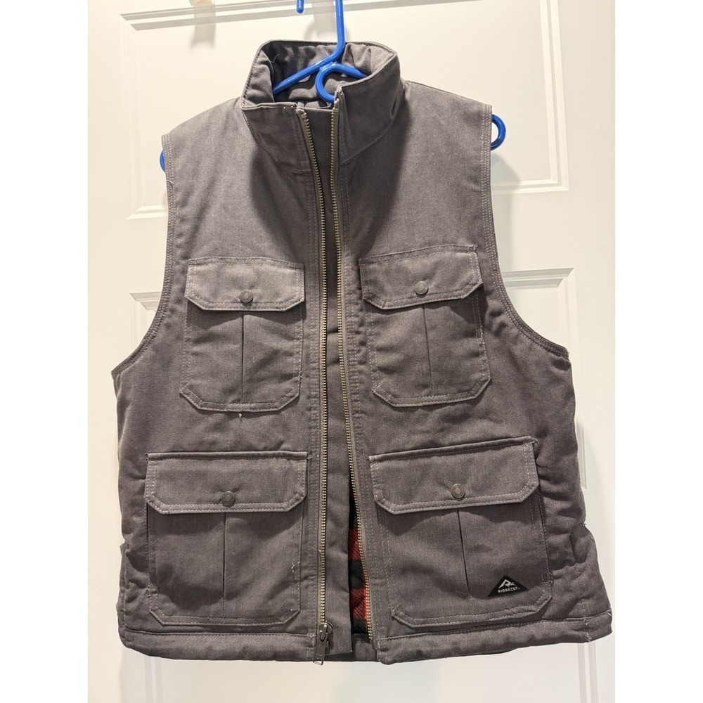 Ridgecut Toughwear Men's Canvas Work Vest Grey Flannel Lined Size Medium M